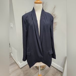Quince Black Crepe Open Front Power Jacket Blazer sz XS